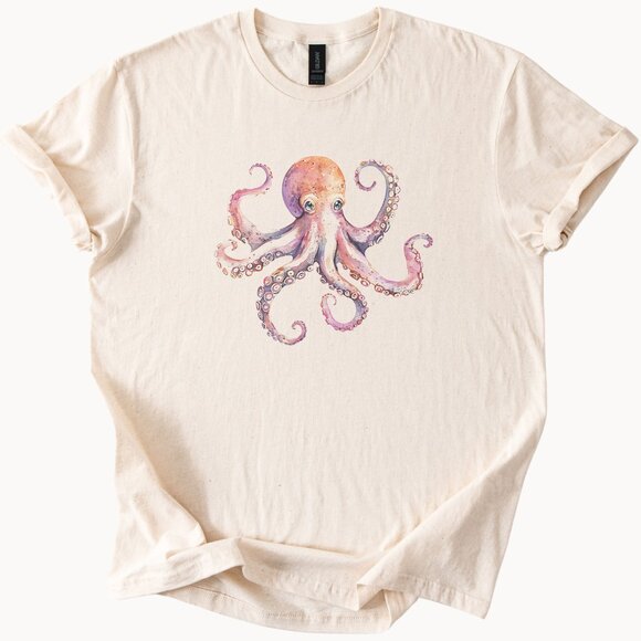 Octopus Graphic Cream T-Shirt - Picture 1 of 6